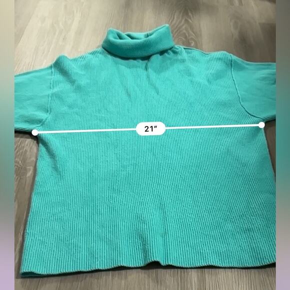 Free People Oasis Blue Softly Structured Knit Tunic Turtleneck Sweater Size XS - Picture 9 of 10